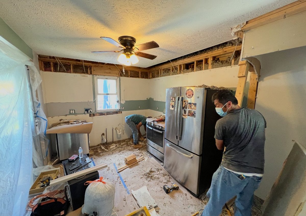 Kitchen demolition in progress by Home Fix Pro crew in Purcellville VA